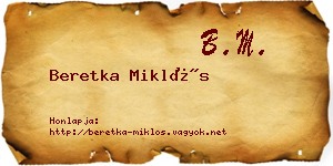 Beretka Miklós névjegykártya